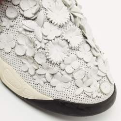 Pre Owned Dior White Perforated Leather Floral Applique Fusion Sneakers Size 41