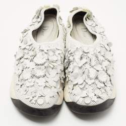 Pre Owned Dior White Perforated Leather Floral Applique Fusion Sneakers Size 41