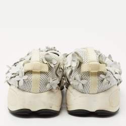Pre Owned Dior White Perforated Leather Floral Applique Fusion Sneakers Size 41
