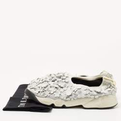 Pre Owned Dior White Perforated Leather Floral Applique Fusion Sneakers Size 41