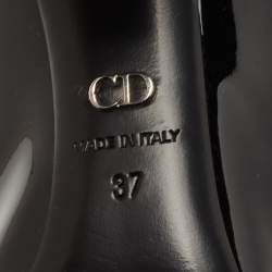Dior Black Patent Leather Studded Block Heel Pumps Size 37