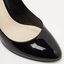 Dior Black Patent Leather Studded Block Heel Pumps Size 37