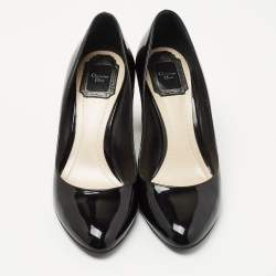 Dior Black Patent Leather Studded Block Heel Pumps Size 37
