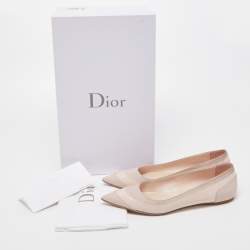 Pre Owned Dior Pink Suede and Patent Leather Pointed Toe Ballet Flats Size 38