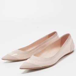 Pre Owned Dior Pink Suede and Patent Leather Pointed Toe Ballet Flats Size 38