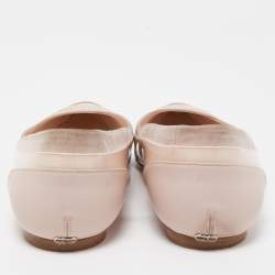 Pre Owned Dior Pink Suede and Patent Leather Pointed Toe Ballet Flats Size 38