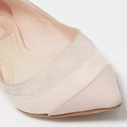 Pre Owned Dior Pink Suede and Patent Leather Pointed Toe Ballet Flats Size 38