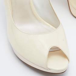 Pre Owned Dior Beige Patent Leather Miss Dior Pumps Size 40.5