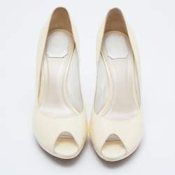 Pre Owned Dior Beige Patent Leather Miss Dior Pumps Size 40.5
