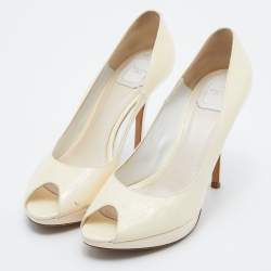 Pre Owned Dior Beige Patent Leather Miss Dior Pumps Size 40.5