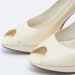 Pre Owned Dior Beige Patent Leather Miss Dior Pumps Size 40.5