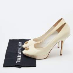 Pre Owned Dior Beige Patent Leather Miss Dior Pumps Size 40.5