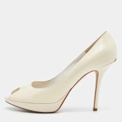 Pre Owned Dior Beige Patent Leather Miss Dior Pumps Size 40.5