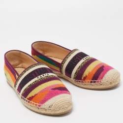 Dior Multicolor Canvas Granville Espradrille Flats Size 39.5