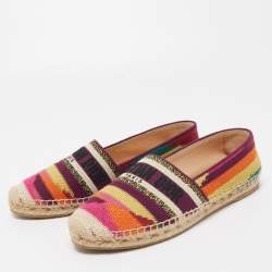Dior Multicolor Canvas Granville Espradrille Flats Size 39.5