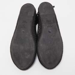 Pre Owned Dior Black Mesh Poeme Ankle Wrap Ballet Flats Size 38