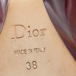 Pre Owned Dior Burgundy Patent Leather Optique Wedge Pumps Size 38