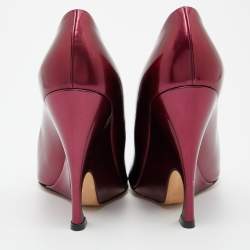 Pre Owned Dior Burgundy Patent Leather Optique Wedge Pumps Size 38