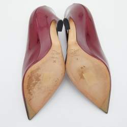 Pre Owned Dior Burgundy Patent Leather Optique Wedge Pumps Size 38