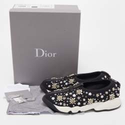 Dior Black Crystal Embellished Mesh Fusion Sneakers Size 38