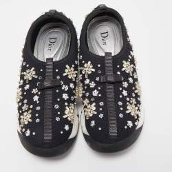 Dior Black Crystal Embellished Mesh Fusion Sneakers Size 38