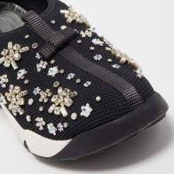 Dior Black Crystal Embellished Mesh Fusion Sneakers Size 38