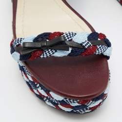 Pre Owned Dior Tri Color Braided Fabric and Leather Open Toe Sandals Size 38