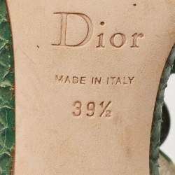 Dior Green Python Embossed Leather Ankle Strap Sandals Size 39.5