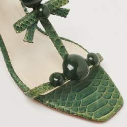 Dior Green Python Embossed Leather Ankle Strap Sandals Size 39.5