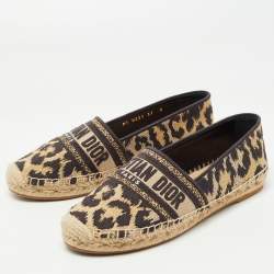 Dior Brown/Black Canvas Granville Espadrille Flats Size 37