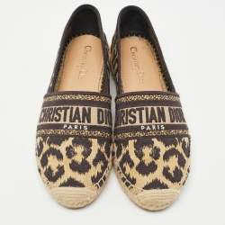 Dior Brown/Black Canvas Granville Espadrille Flats Size 37