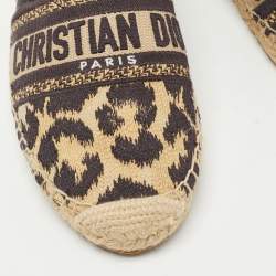 Dior Brown/Black Canvas Granville Espadrille Flats Size 37