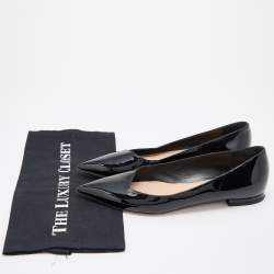 Dior Black Patent Leather Pointed Toe Ballet Flats Size 37.5