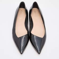 Dior Black Patent Leather Pointed Toe Ballet Flats Size 37.5