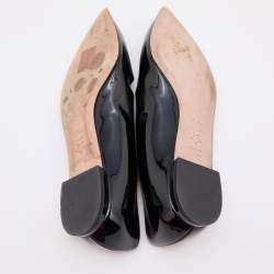 Dior Black Patent Leather Pointed Toe Ballet Flats Size 37.5