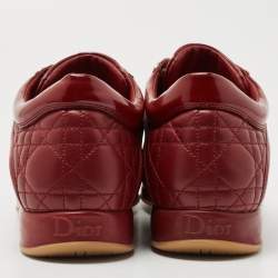 مملوكة مسبقًا Dior Red Patent and Leather Cannage Low Top Sneakers Size 42