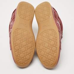 مملوكة مسبقًا Dior Red Patent and Leather Cannage Low Top Sneakers Size 42