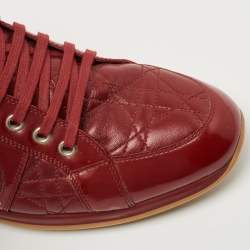 مملوكة مسبقًا Dior Red Patent and Leather Cannage Low Top Sneakers Size 42