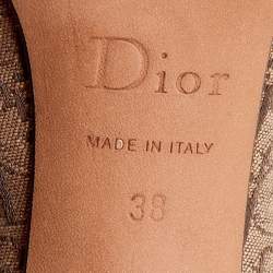 Dior Brown Monogram Canvas and Leather Buckle Detail Pointed Toe Pumps Size 38