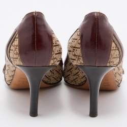 Dior Brown Monogram Canvas and Leather Buckle Detail Pointed Toe Pumps Size 38
