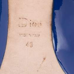 Pre Owned Dior Blue Patent Leather Pointed Toe Ballet Flats Size 40