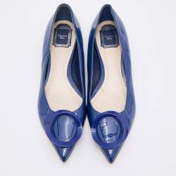 Pre Owned Dior Blue Patent Leather Pointed Toe Ballet Flats Size 40