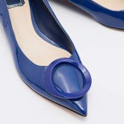 Pre Owned Dior Blue Patent Leather Pointed Toe Ballet Flats Size 40