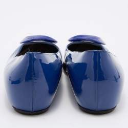 Pre Owned Dior Blue Patent Leather Pointed Toe Ballet Flats Size 40