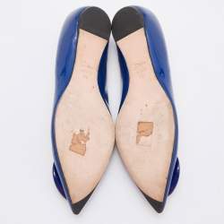 Pre Owned Dior Blue Patent Leather Pointed Toe Ballet Flats Size 40