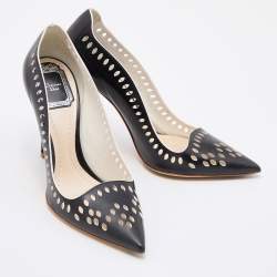 Dior Black Laser Cut Leather Pointed Toe Pumps Size 37