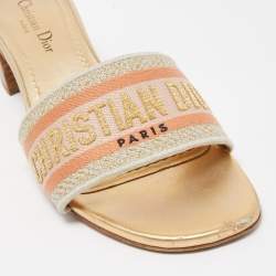 Dior Tricolor Embroidered Canvas Dway Slide Sandals Size 39