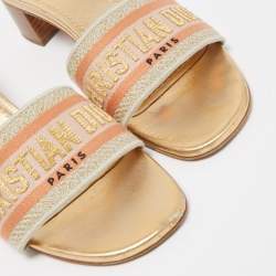 Dior Tricolor Embroidered Canvas Dway Slide Sandals Size 39