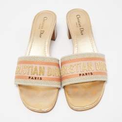 Dior Tricolor Embroidered Canvas Dway Slide Sandals Size 39