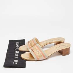 Dior Tricolor Embroidered Canvas Dway Slide Sandals Size 39